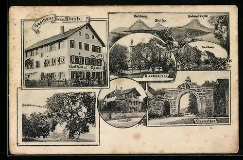 AK Adelberg /Kr. Göppingen, Gasthaus zum Rössle, Villa Link, Klosterkirche