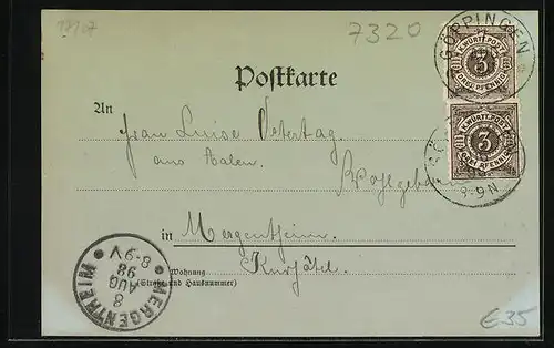 Mondschein-AK Göppingen, Strassenpartie mit Geschäft Hugo Levi