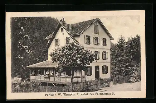 AK Obertal bei Freudenstadt, Pension W. Wunsche