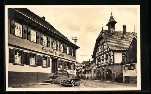 AK Rötenbach, Gasthof zum Löwen mit Auto