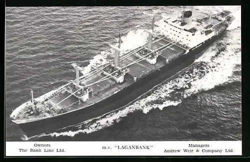 AK Handelsschiff m.v. Laganbank, The Bank Line Ltd., Fliegeraufnahme