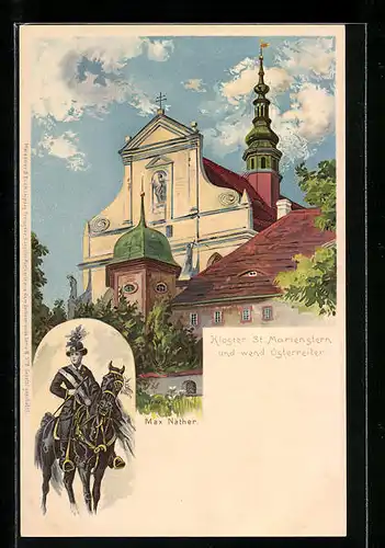 Lithographie St. Marienstern, Kloster und wend. Osterreiter