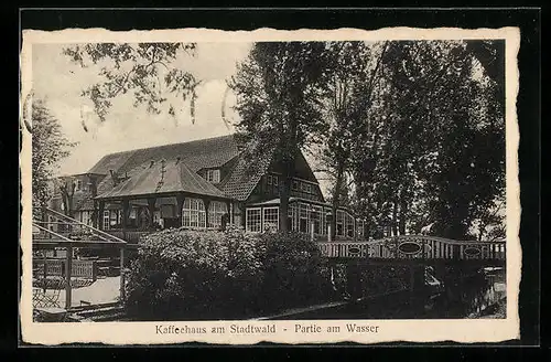 AK Bremen, Kaffeehaus am Stadtwald, Partie am Wasser