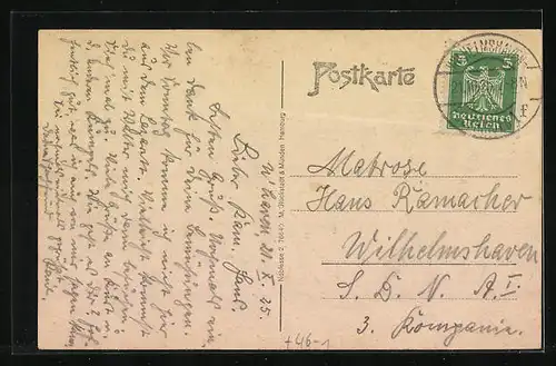 AK Wilhelmshaven, Gökestrasse mit Werftspeisehaus und Strassenbahn
