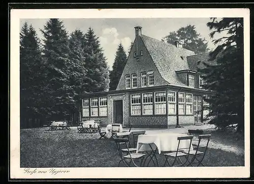 AK Upjever, Gasthaus mit Garten