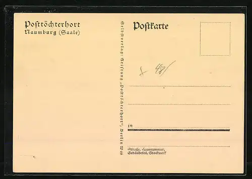 AK Naumburg /Saale, Posttöchterhort mit Strassenpartie