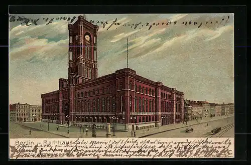 Lithographie Berlin, Rotes Rathaus, Spandauer Strasse