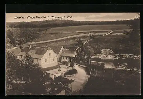 AK Eisenberg i. Thür., Gasthaus Naupoldsmühle aus der Vogelschau