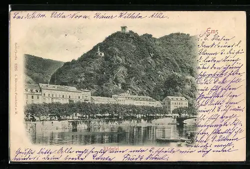 Relief-AK Bad Ems, Bäderlei, Burgberg