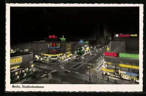 AK Berlin, Kurfürstendamm, Kaiser Wilhelm Gedächtniskirche, Cafe Kranzler