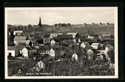 AK Mohorn i. Sa., Niederdorf aus der Vogelschau