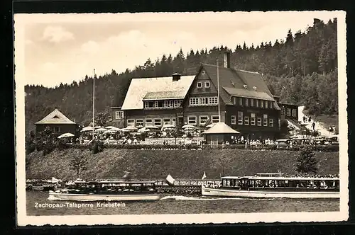 AK Zschopau, Dampfer vor der Gaststätte zur Talsperre