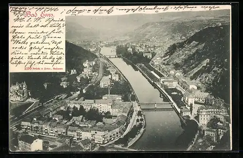 AK Bad Ems, Fliegeraufnahme vom Ort