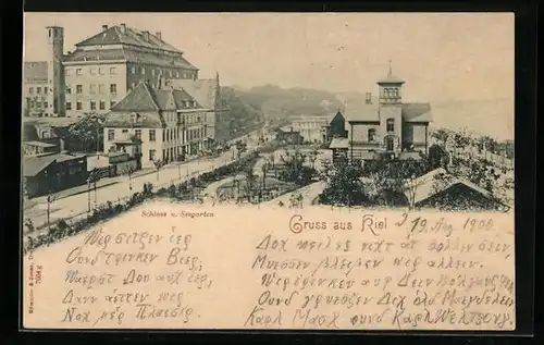 AK Kiel, Blick auf Schloss und Seegarten