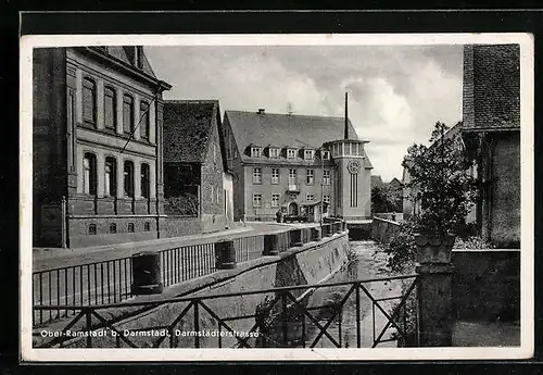 AK Ober-Ramstadt b. Darmstadt, Blick auf die Darmstädterstrasse