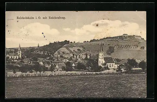 AK Reichelsheim i. O., Blick auf den Ort mit Reichenberg