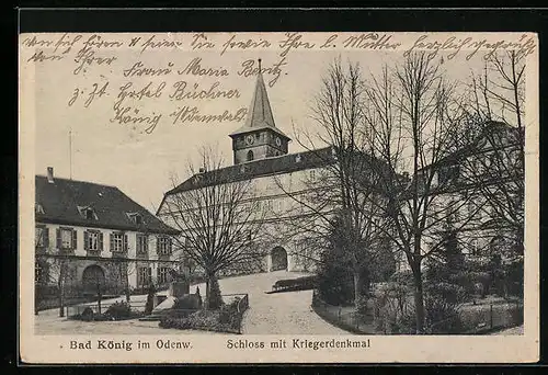 AK Bad König im Odenw., Schloss mit Kriegerdenkmal