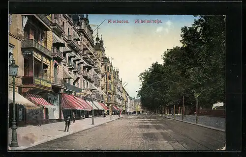AK Wiesbaden, Blick in die Wilhelmstrasse