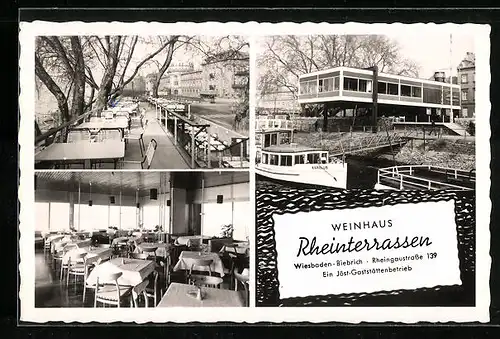AK Wiesbaden- Biebrich, Weinhaus Rheinterrassen, Rheingaustrasse 139