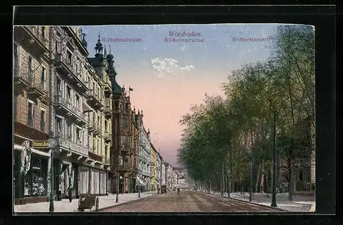 AK Wiesbaden, Blick in die Wilhelmstrasse