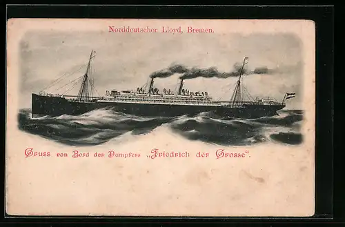 AK Passagierschiff Friedrich der Grosse des Nordd. Lloyds Bremen in voller Fahrt