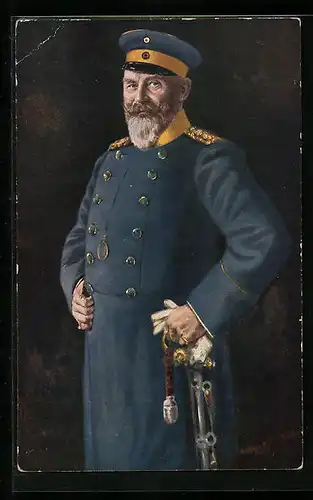 Künstler-AK König Wilhelm II. von Württemberg in Uniform