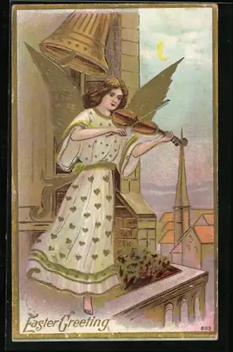 AK Osterengel spielt Violine im Kirchtum