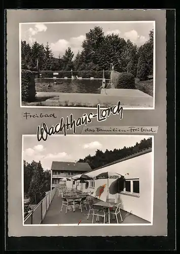 AK Lorch, Freibad & Cafe Wachthaus mit Terrasse