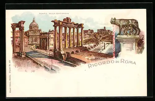 Lithographie Roma, Tempio della Concordia