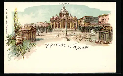 Lithographie Roma, San Pietro
