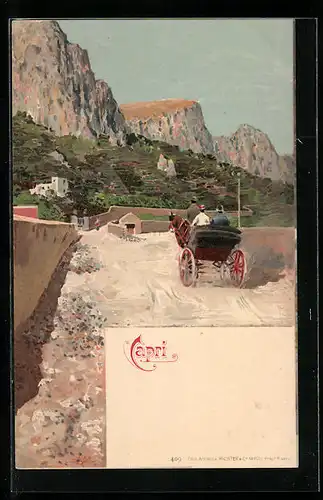 Künstler-AK Capri, Kutschfahrt über die Insel