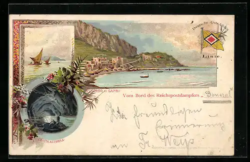 Lithographie Capri, Grotta Azzurra, Panorama
