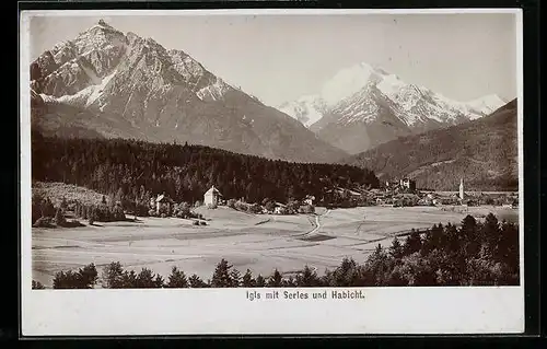 Foto-AK Fritz Gratl: Igls, Ortspartie mit Serles und Habicht