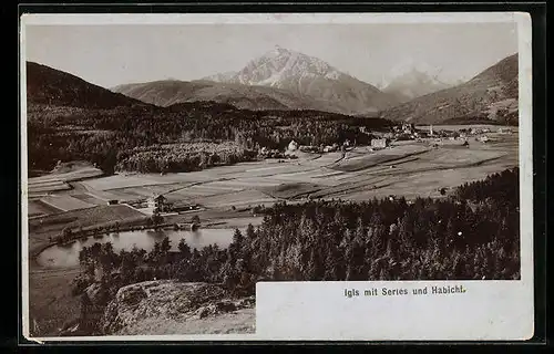 Foto-AK Fritz Gratl: Igls, Ortspartie mit Serles und Habicht