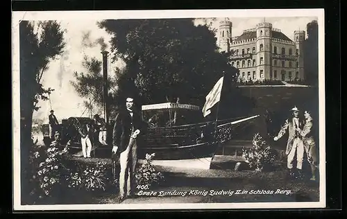 AK Berg, Erste Landung König Ludwig II. in Schloss Berg