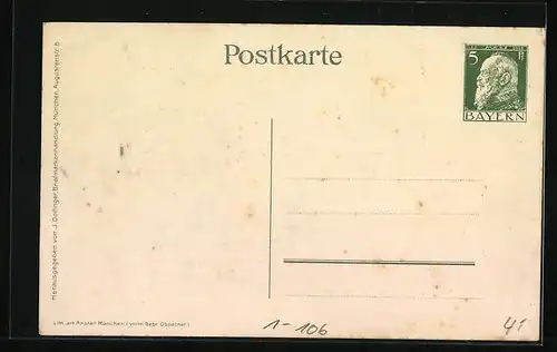 AK Zum Gedächtnis an Weiland S. M. König Ludwig II. von Bayern, 1886-1911, Ganzsache