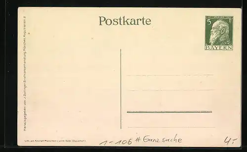 AK Zum Gedächtnis an Weiland S. M. König Ludwig II. von Bayern, 1886-1911, Ganzsache