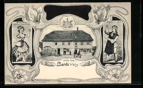 AK Lorch /Württ., Schiller-Haus, Schiller 1768, Wappen