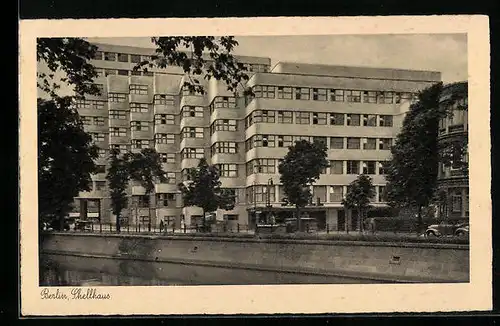 AK Berlin-Tiergarten, Shellhaus mit Strasse, Bauhaus