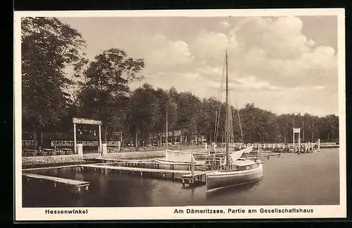 AK Berlin-Hessenwinkel, Am Dämeritzsee, Partie am Gesellschaftshaus