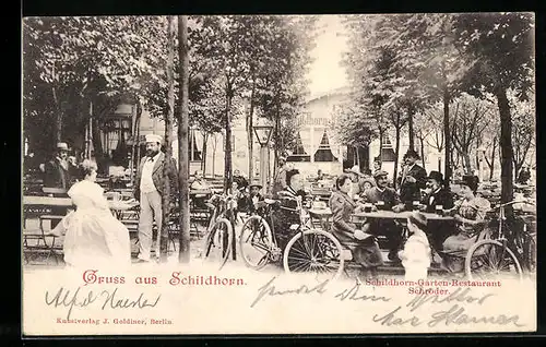 AK Berlin-Grunewald, Schildhorn, 1. Schildhorn-Garten-Restaurant Schröder