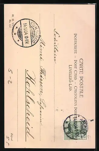 Lithographie Dame aus der Antike mit Obstkorb, Jugendstil