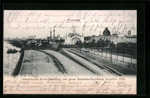 AK Düsseldorf, Internationale Kunst-Ausstellung und grosse Gartenbau-Ausstellung 1904, Totalansicht