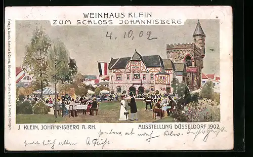 Künstler-AK Düsseldorf, Ausstellung 1902, Gasthaus Weinhaus Klein Zum Schloss Johannisberg