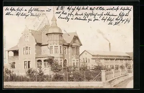 Foto-AK Oberkirch, Fabrik & Direktionsgebäude im Sonnenschein