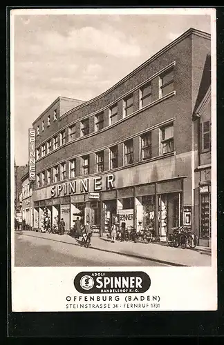 AK Offenburg /Baden, Handelshof Adolf Spinner, Steinstrasse 34