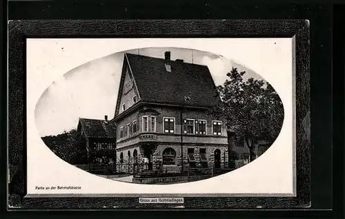 Präge-AK Gottmadingen, Bäckerei an der Bahnhofstrasse, Passepartout