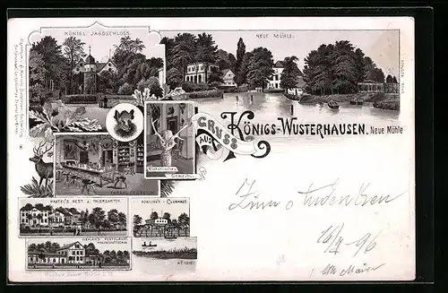 Lithographie Königs-Wusterhausen, Paetel`s Restaurant zum Tiergarten, Wehler`s Restaurant Waldschlösschen