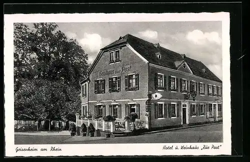AK Geisenheim am Rhein, Hotel und Weinhaus Zur Post von Karl Hof und Sohn