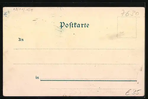 Lithographie Lahr, Restaurant Pius Geiger, Kasernement d. 8. bad. Inf. Regts. No 169
